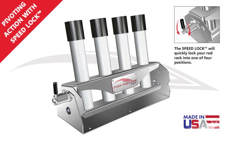 Pivoting Rocket-Launcher Four Position Rod Rack - 4 Rod Holder