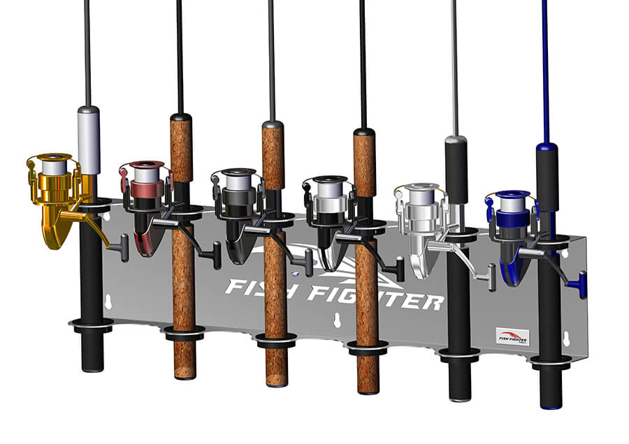 wall mount rod rack – 6 rod holder  fish fighter products